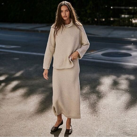 Free People free-est Milly Reversible Two Piece Maxi Sweatshirt Skirt Set XS NEW - Picture 2 of 13